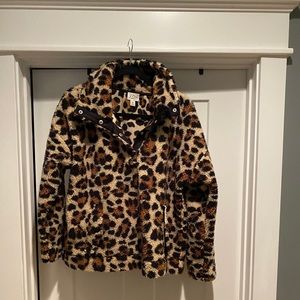 JCrew Leopard Sherpa Pullover